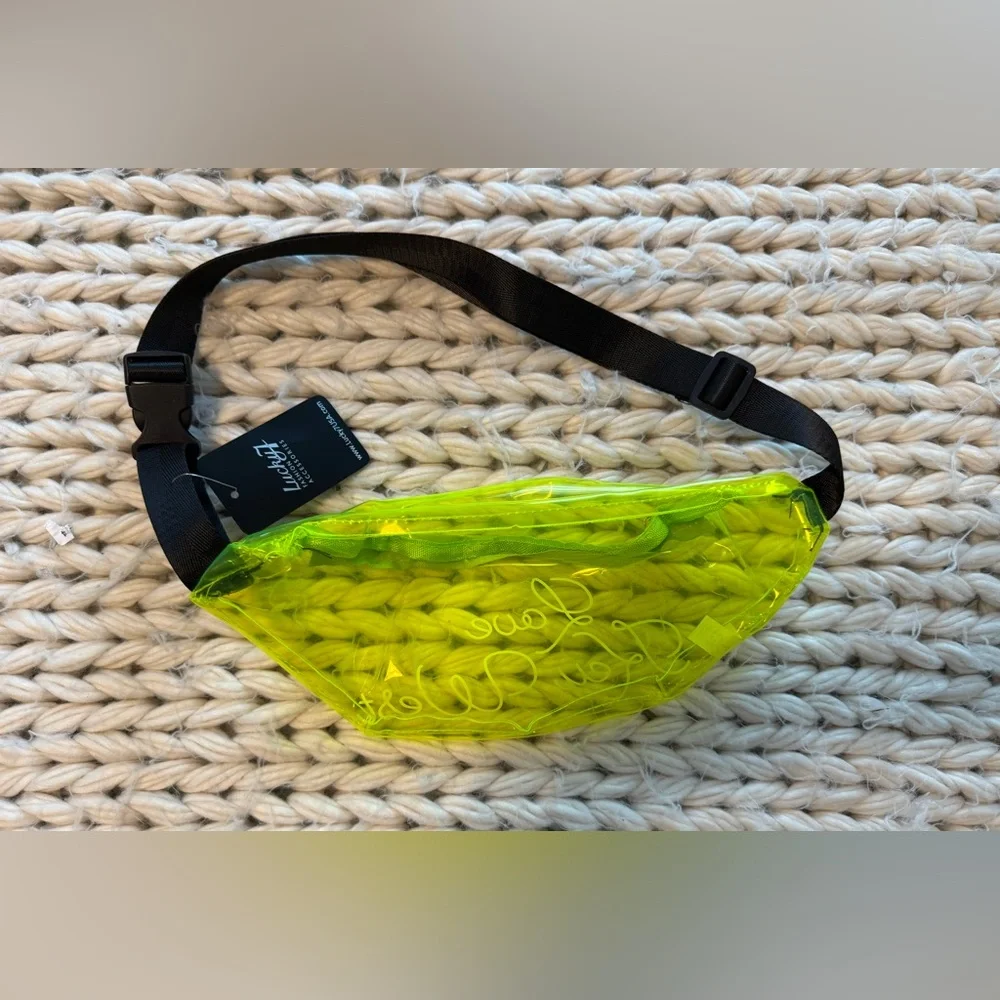 NWT Lucky 7 Brand Neon Yellow “Love key west” belt bag - never used